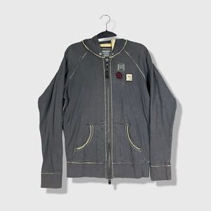 Diesel Zip Up Hoodie Mens Medium Grey Distressed Archival Streetwear Patches